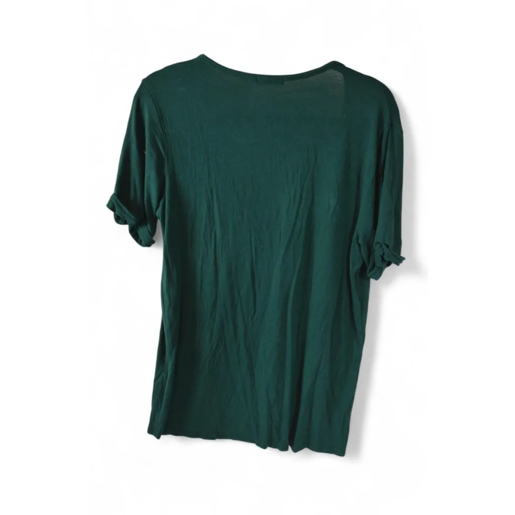 Nasty Gal Collection Women’s Deep V-Neck T-Shirt Green Short Sleeve M/L - Image 3
