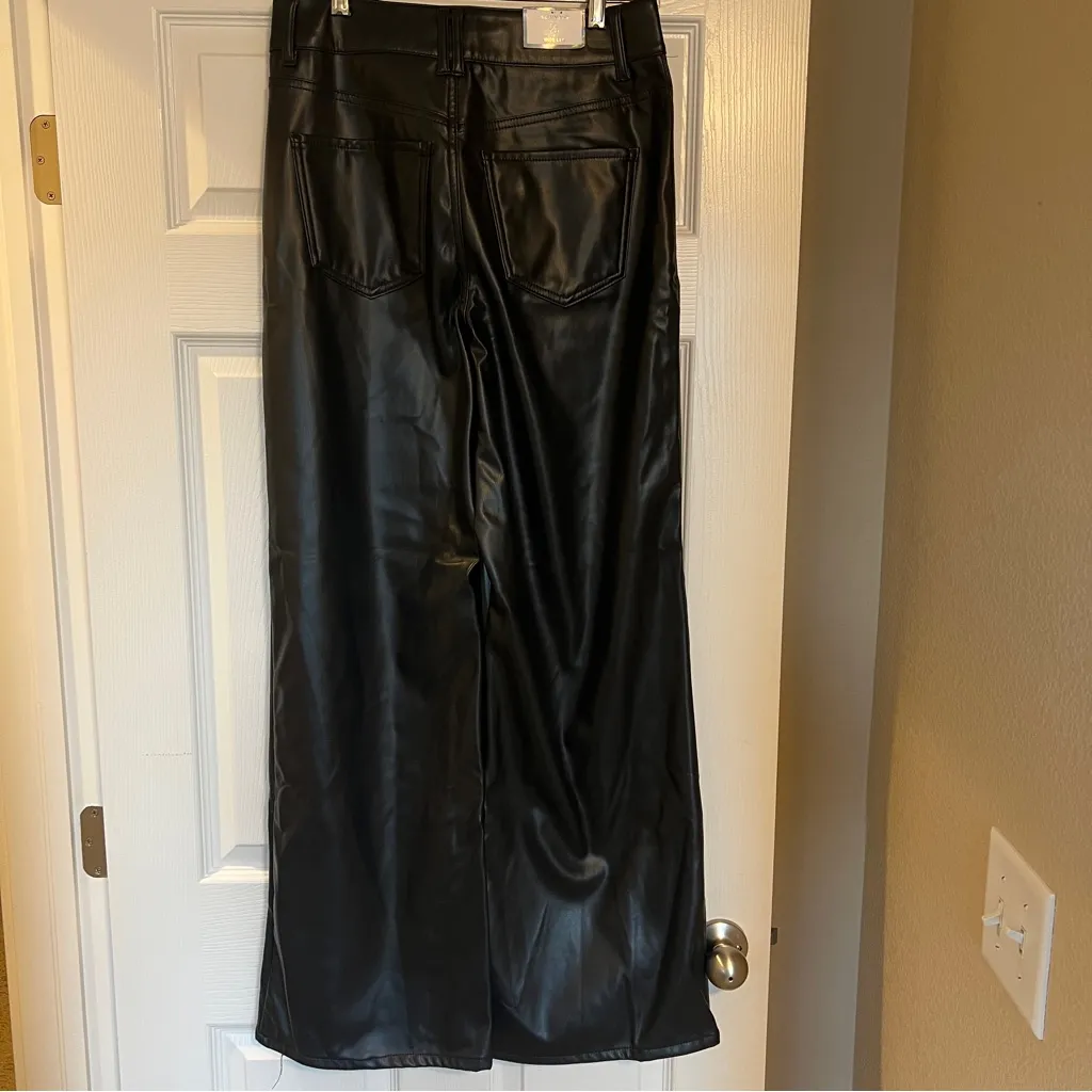 NWT Tinseltown Faux Leather Pants Size 9 High Waist Wide Leg Black D2 - Image 2