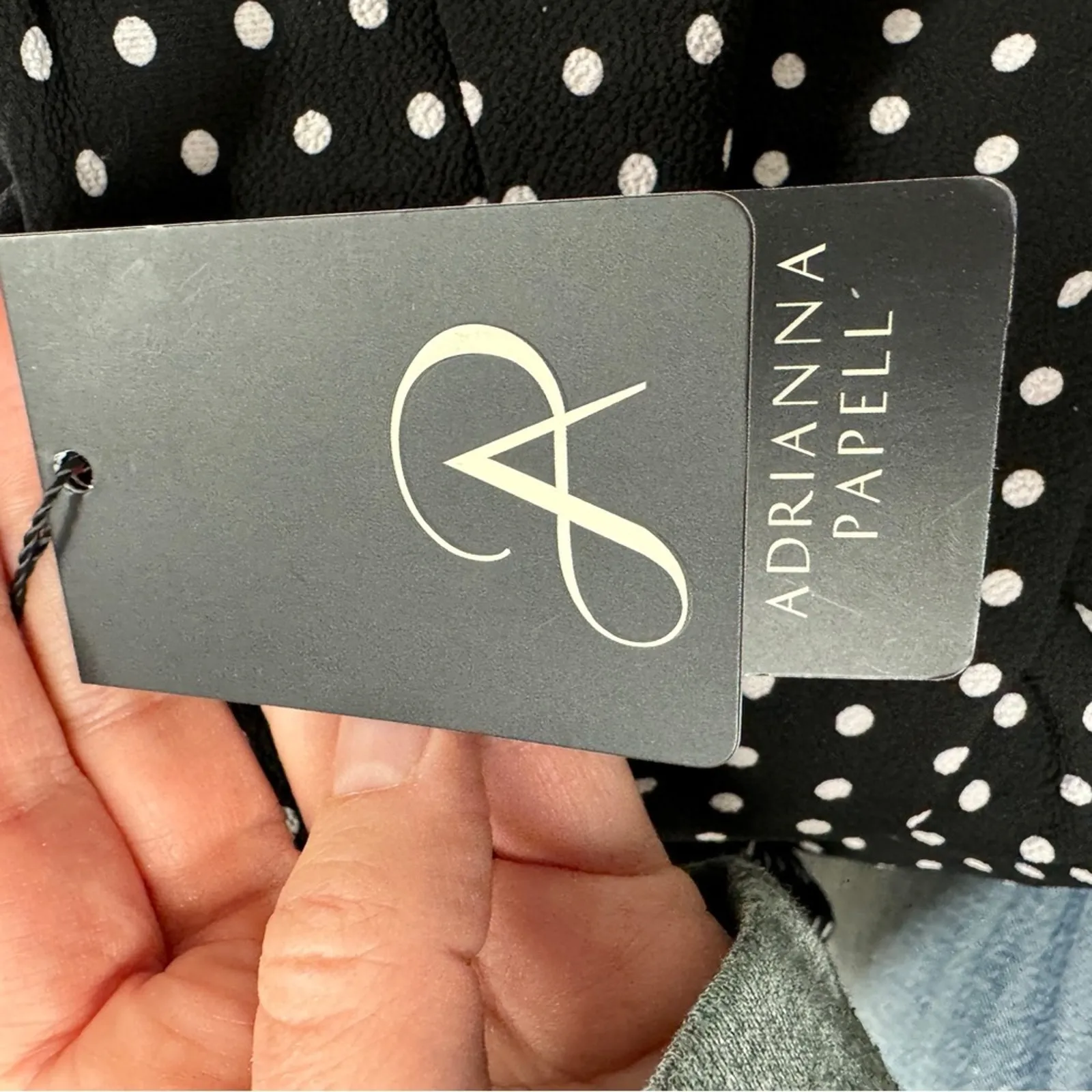 Adrianna Papell Black White Polka Dot Wide Leg Pants Womens S Cropped Classic - Image 9