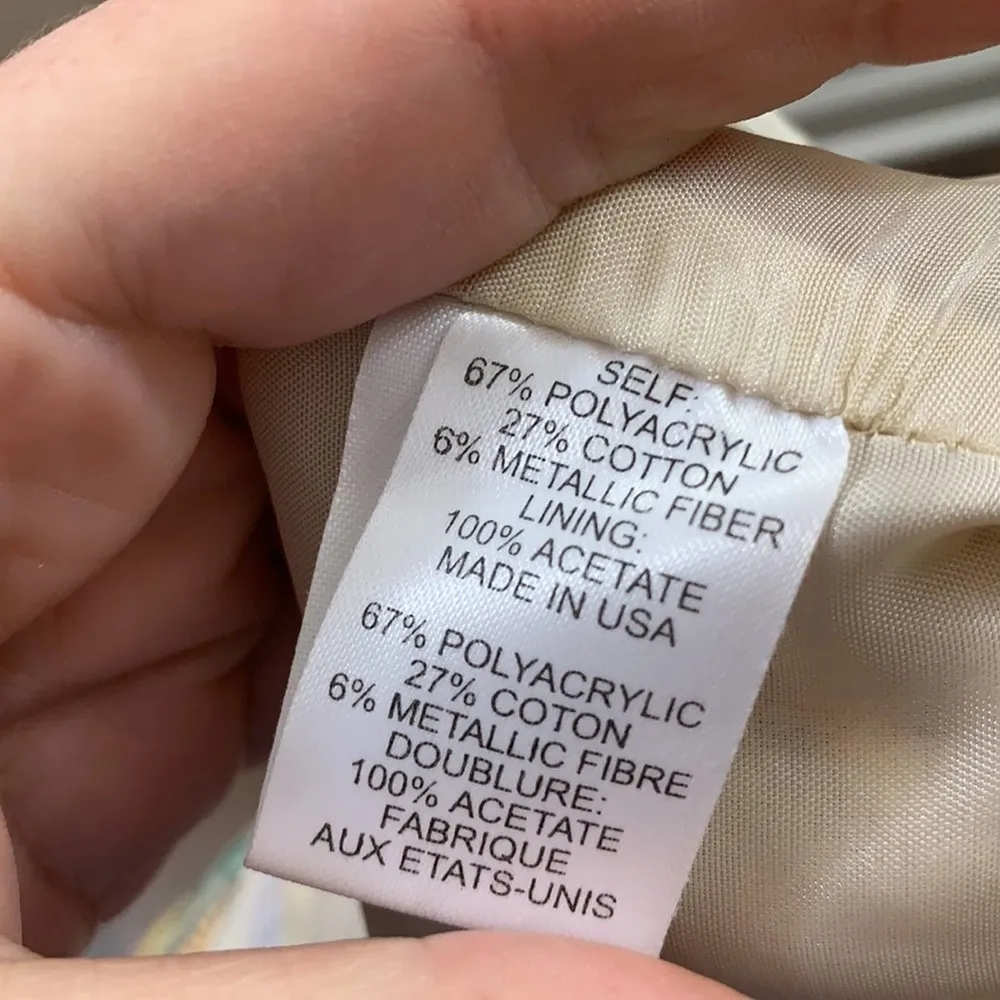 Nanette Lepore Chevron Yarn/Metallic Detail Yellow/Blue/Brown A-Line Skirt - Image 3