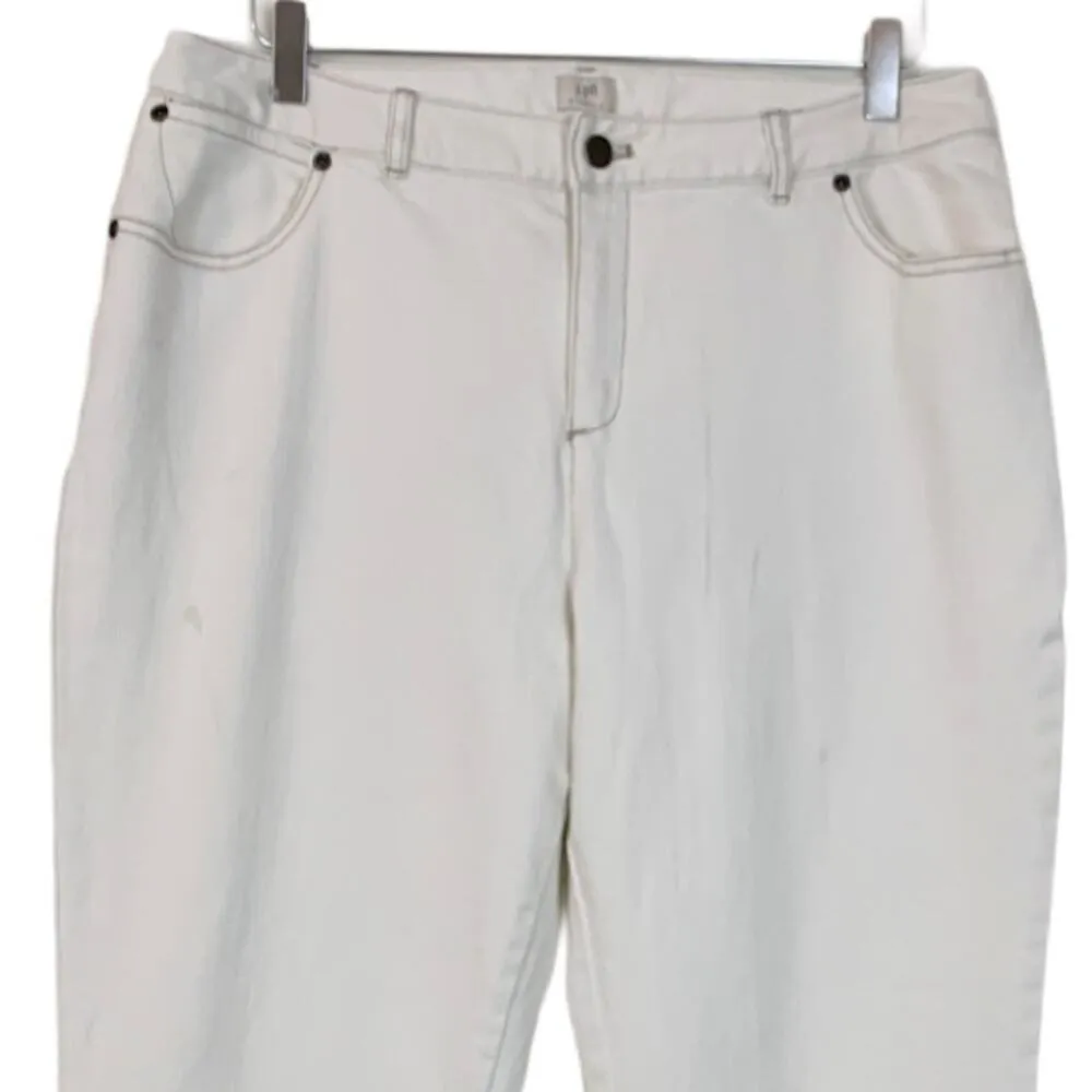 J.Jill Women's Jeans 10" High Rise Cream Eggshell Boot Cut Stretch Size 14 - Image 3