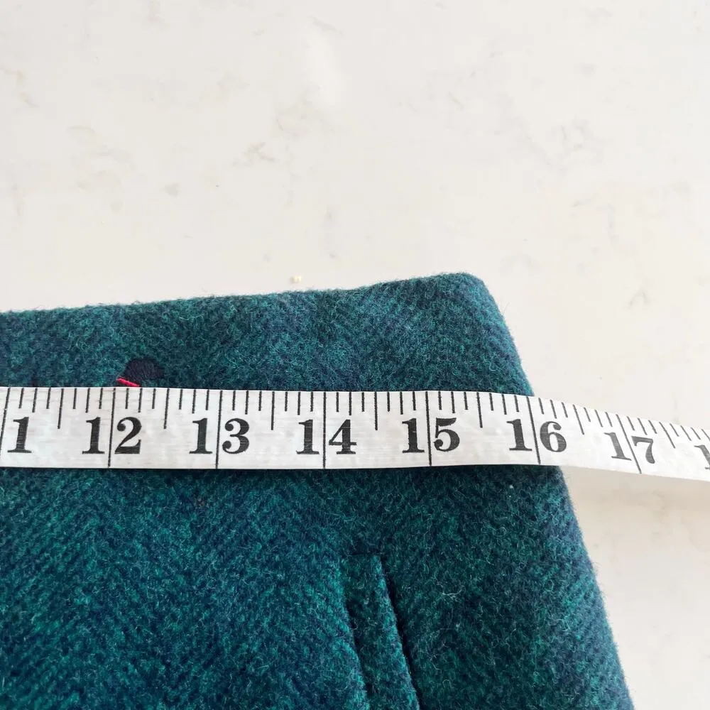 Talbots Teal Green Dachshund Dog Print Wool Blend Scalloped Pencil Skirt Size 6 - Image 4