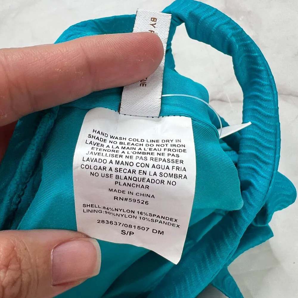 Becca Rebecca Virtue Vibes Kailani Textured Wrap Bikini Top Size S Gulf Blue New - Image 7