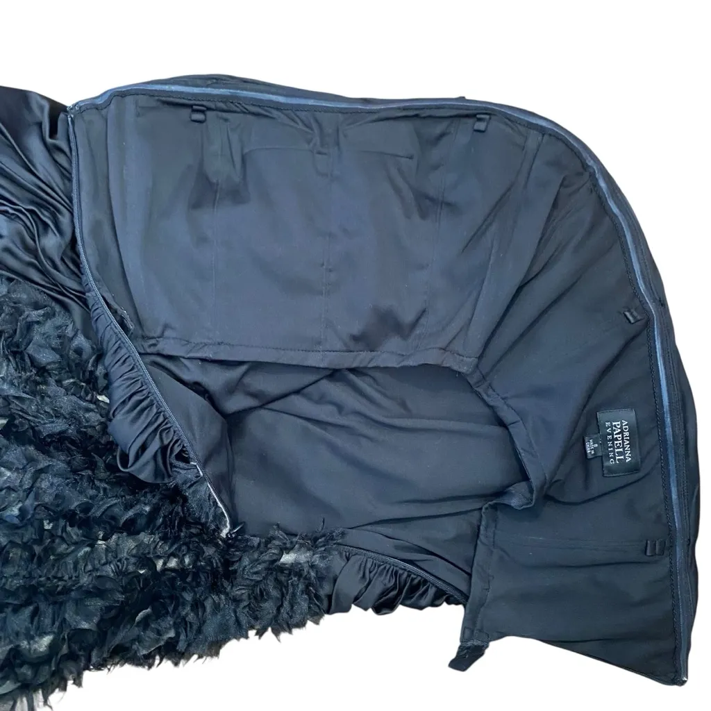 VTG Adrianna Papell Evening Black Ruched Strapless Dress with Ruffle Hem Size 8 - Image 10