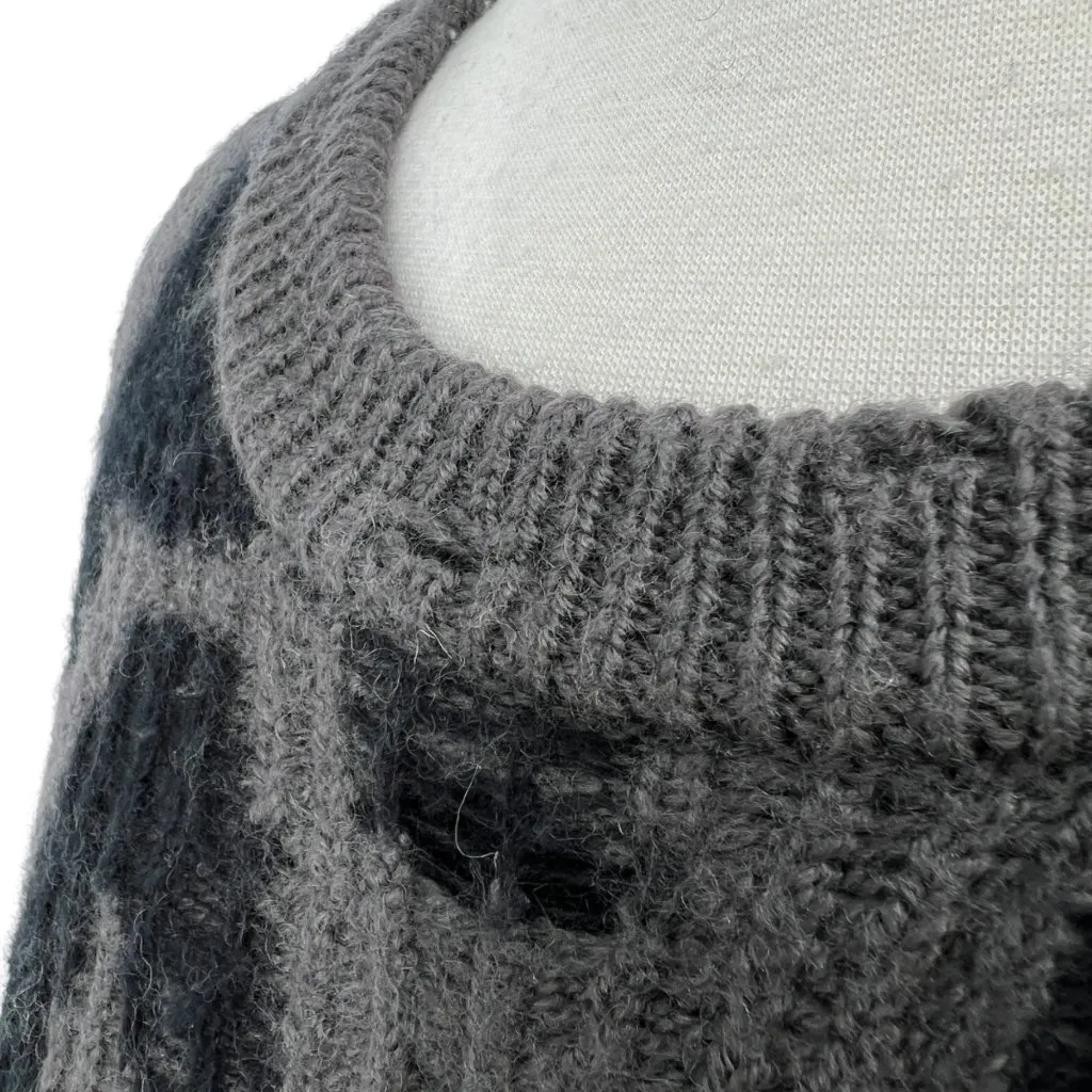 Marc Jacobs The Monogram Distressed Oversized Sweater Gray Black Size XL - Image 16