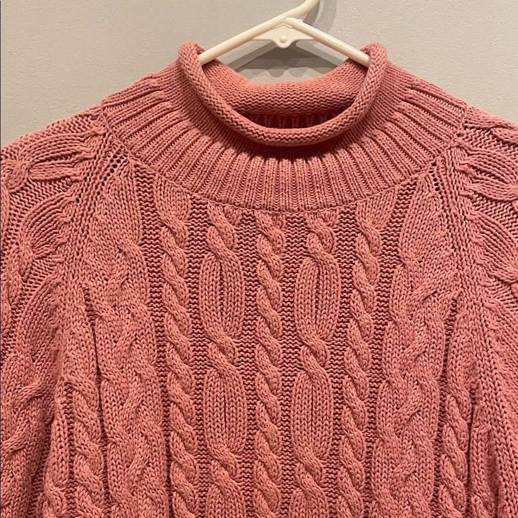 Jos. A. Bank Cable Knit Pink Sweater  medium - Image 2