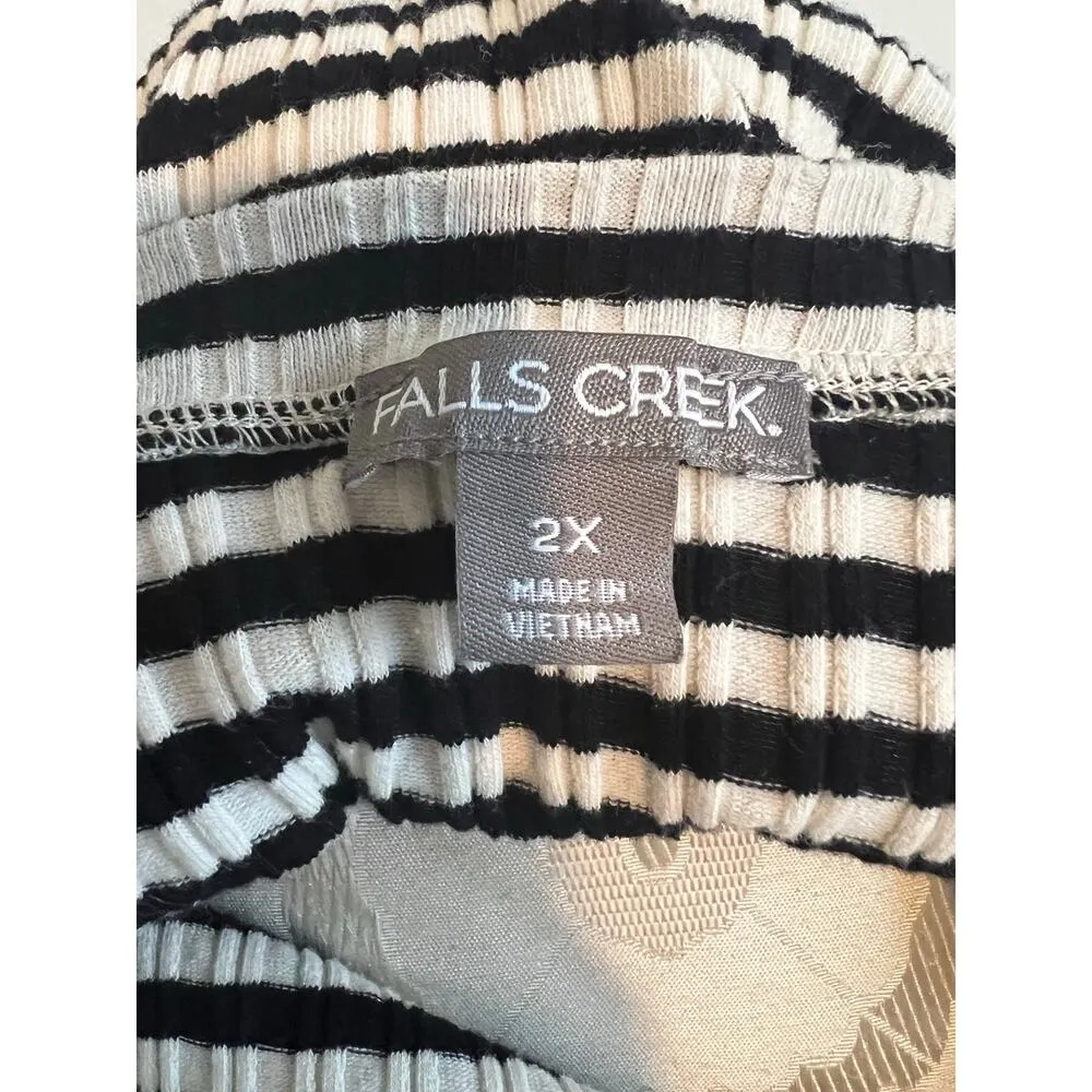 Falls Creek Scoop Neck Striped Long Sleeve Ripped Top 2X - Image 6