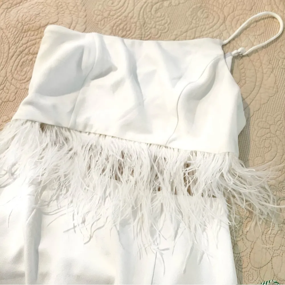 NWOT Lulus Glam Bliss White Feather One - Image 5