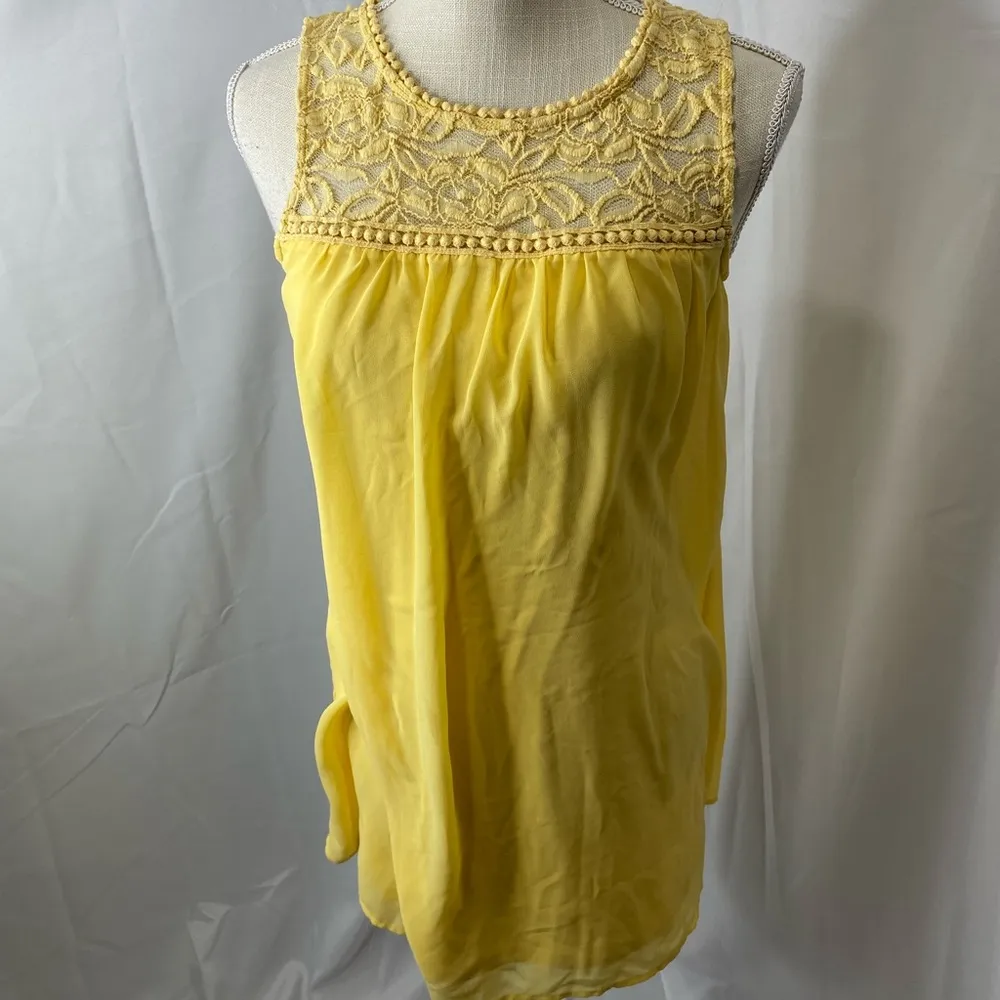 As You Wish sunny yellow chiffon shift dress size small - Image 2
