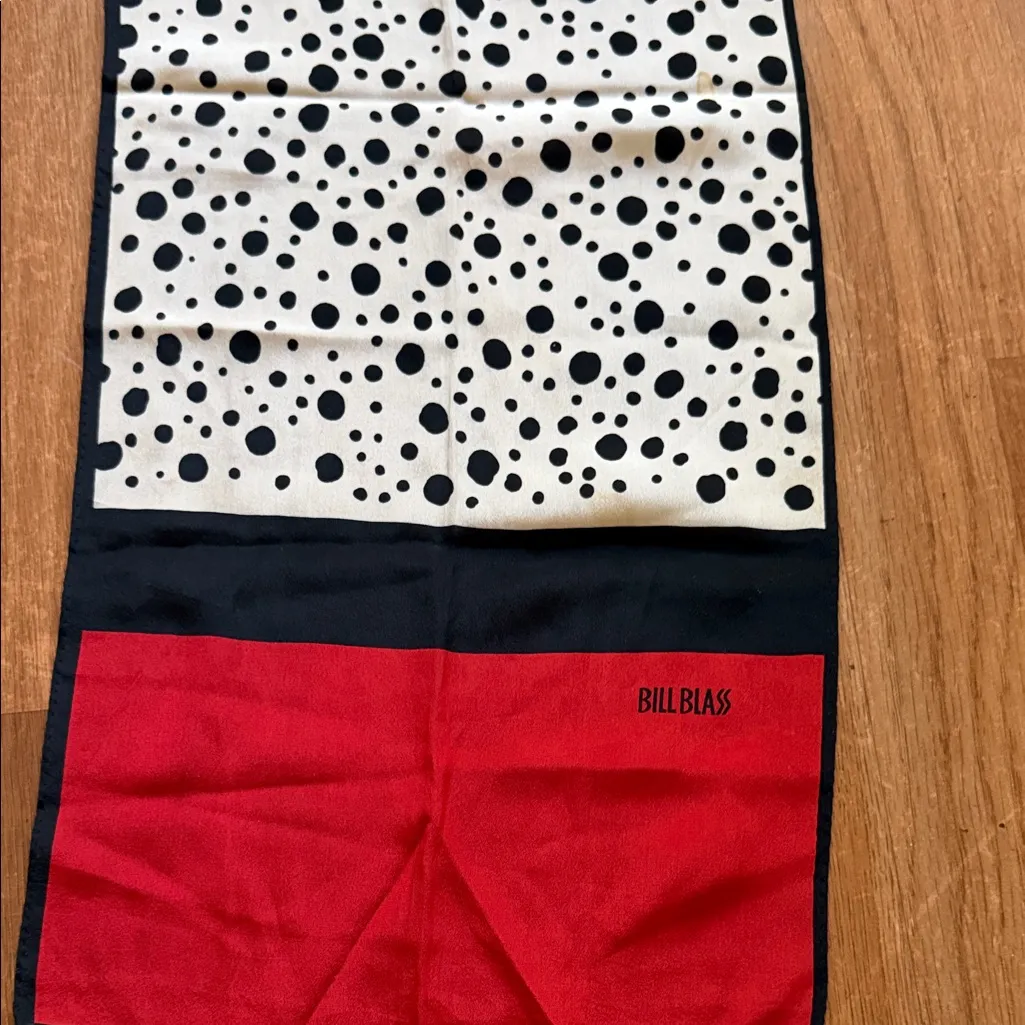 Bill Blass Black and Red Polka Dot Scarf - Image 2
