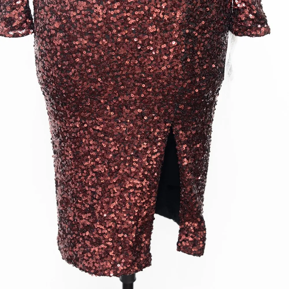 Dress The Population. Erin Sequin Long Sleeve Dress. - Image 7