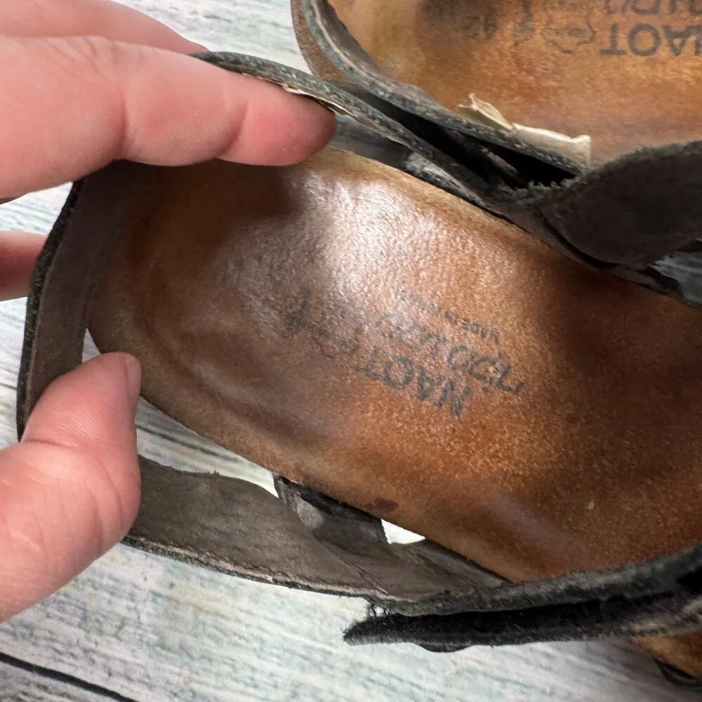 Naot Women's Kayla Wedge Sandal Black Leather Comfort Shoes 11 - Image 4