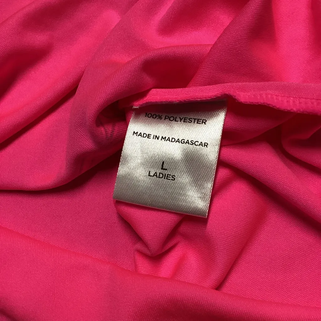 Graphic polyester tee shirt. Neon Pink. Size Large Pink - Image 3