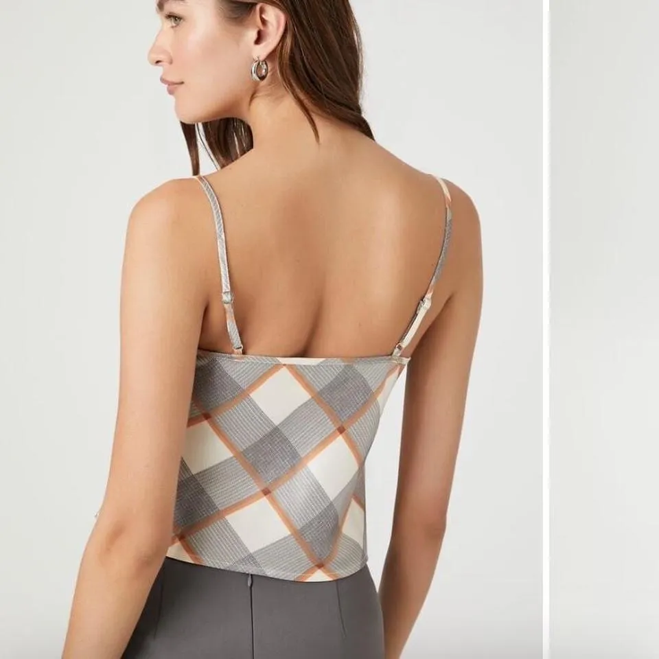 Grey and white plaid maxi skirt and tank set - Image 5