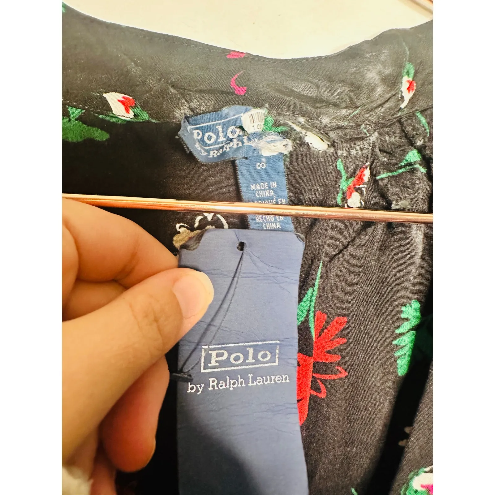 POLO RALPH LAUREN Black Floral 100% Silk Nime Midi Dress Size 8 - Image 12