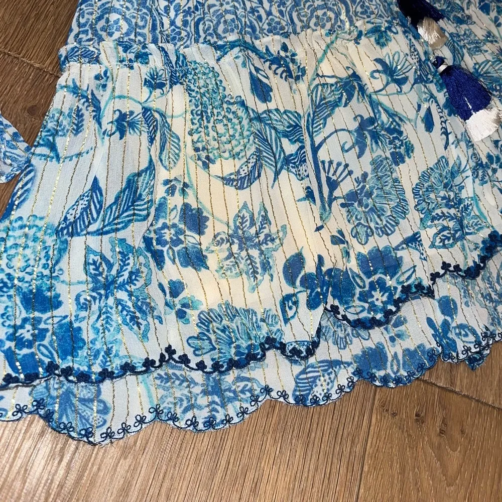 Hemant & Nandita NWT Kaiyo mini dress floral small Blue - Image 6