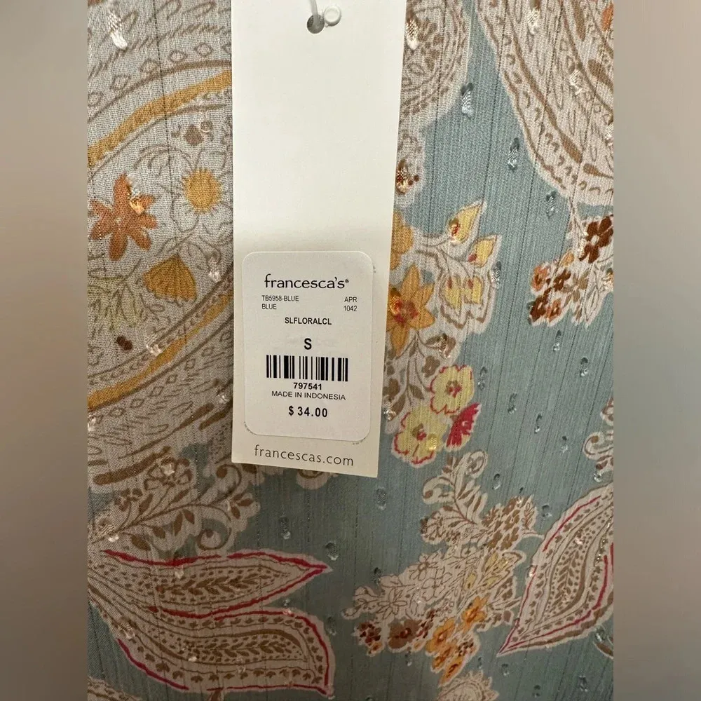 Blue Rain Textured Paisley Print Cami Small - Image 6