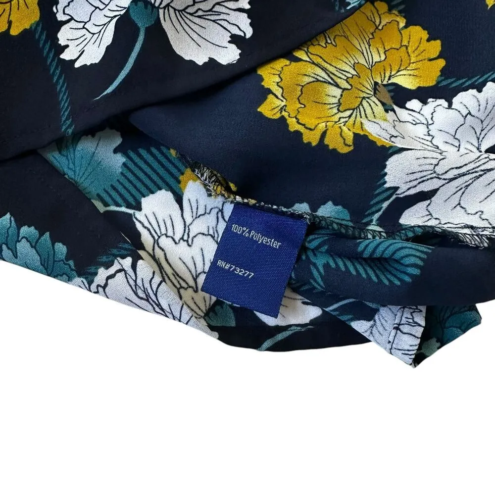 Apt. 9 Blue & Yellow Floral Shirt Women Size Medium | 50-2 - Image 3