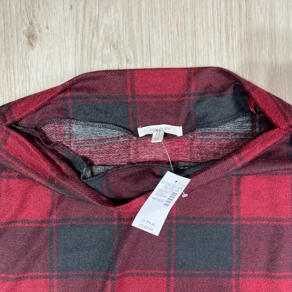 Maurices Lakeside Buffalo Plaid Fleece Sweatshirt Long Sleeve Womens Size Medium - Image 5