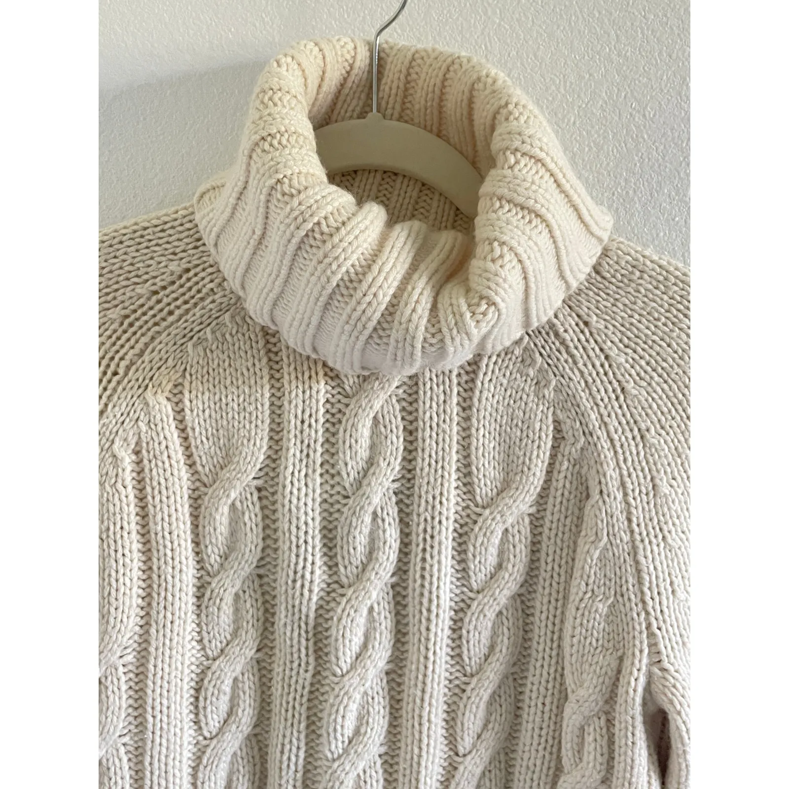Toccin Cream Chunky Cable Knit Turtleneck Sweater Size XS - Image 7