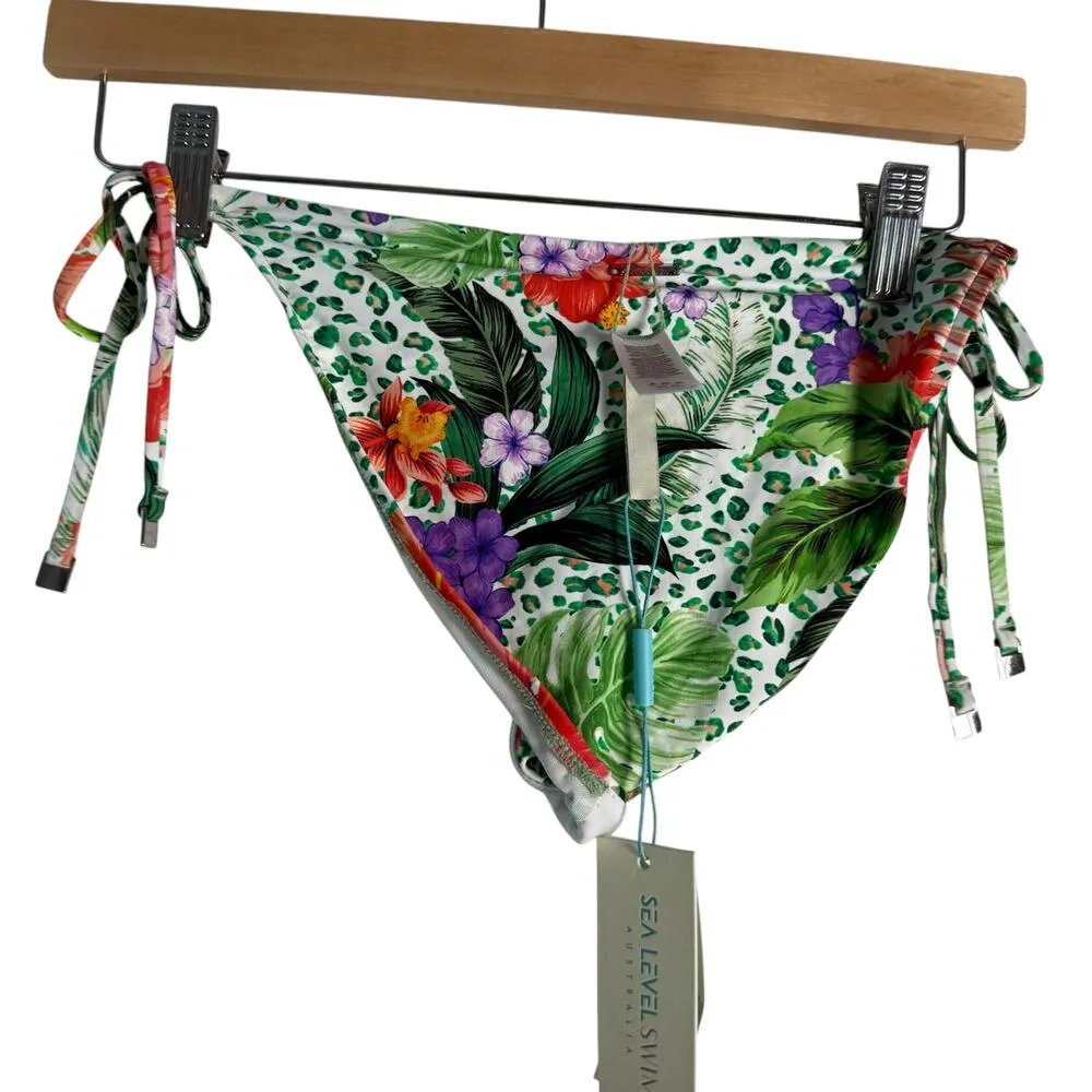 Sea Level Dolce Green Floral Print Tie Side Bikini Swimsuit Bottoms Size 6 - Image 9