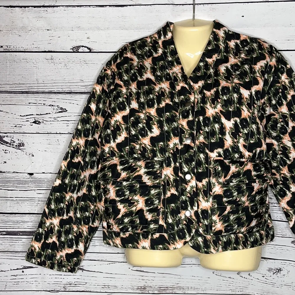 Rachel Comey NWT Size M Crayon Leopard Camouflage Button Front Quilted Jacket - Image 3