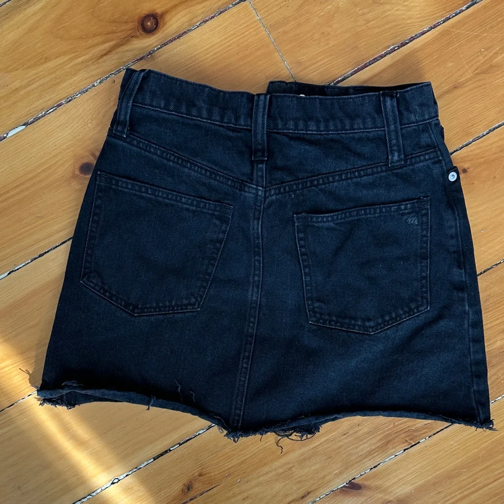Madewell  Black Denim A-line Mini Skirt Size 24 - Image 4