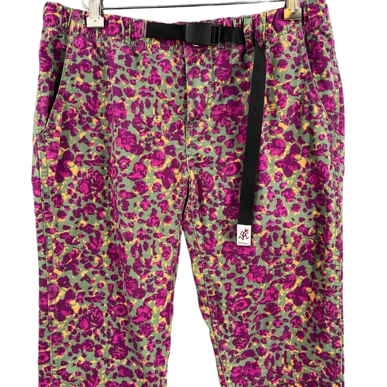 Gramicci Womens Climbing Pant Purple Green Floral Pattern Integrated Belt Size 4 - Image 2
