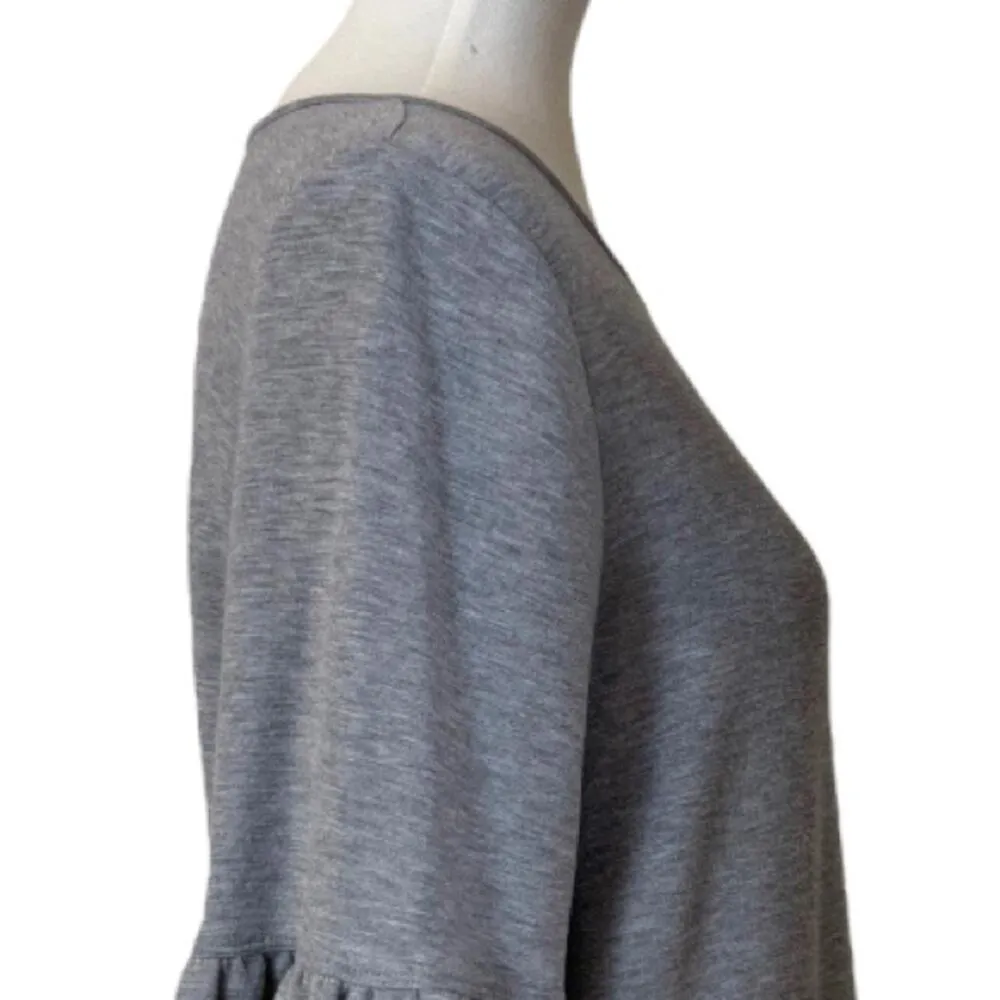 Adrianna Papell Top Ruffle 3/4 Sleeves Soft Knit Hi Low Hem Gray Women’s Size M - Image 7