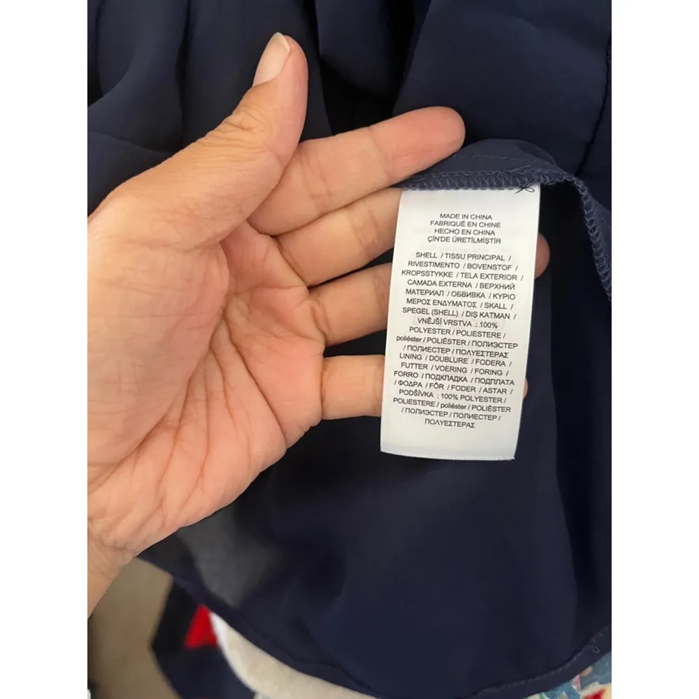 Lauren Ralph Lauren blue Floral scoop neck sleeveless crinkle georgette dress 10 - Image 7