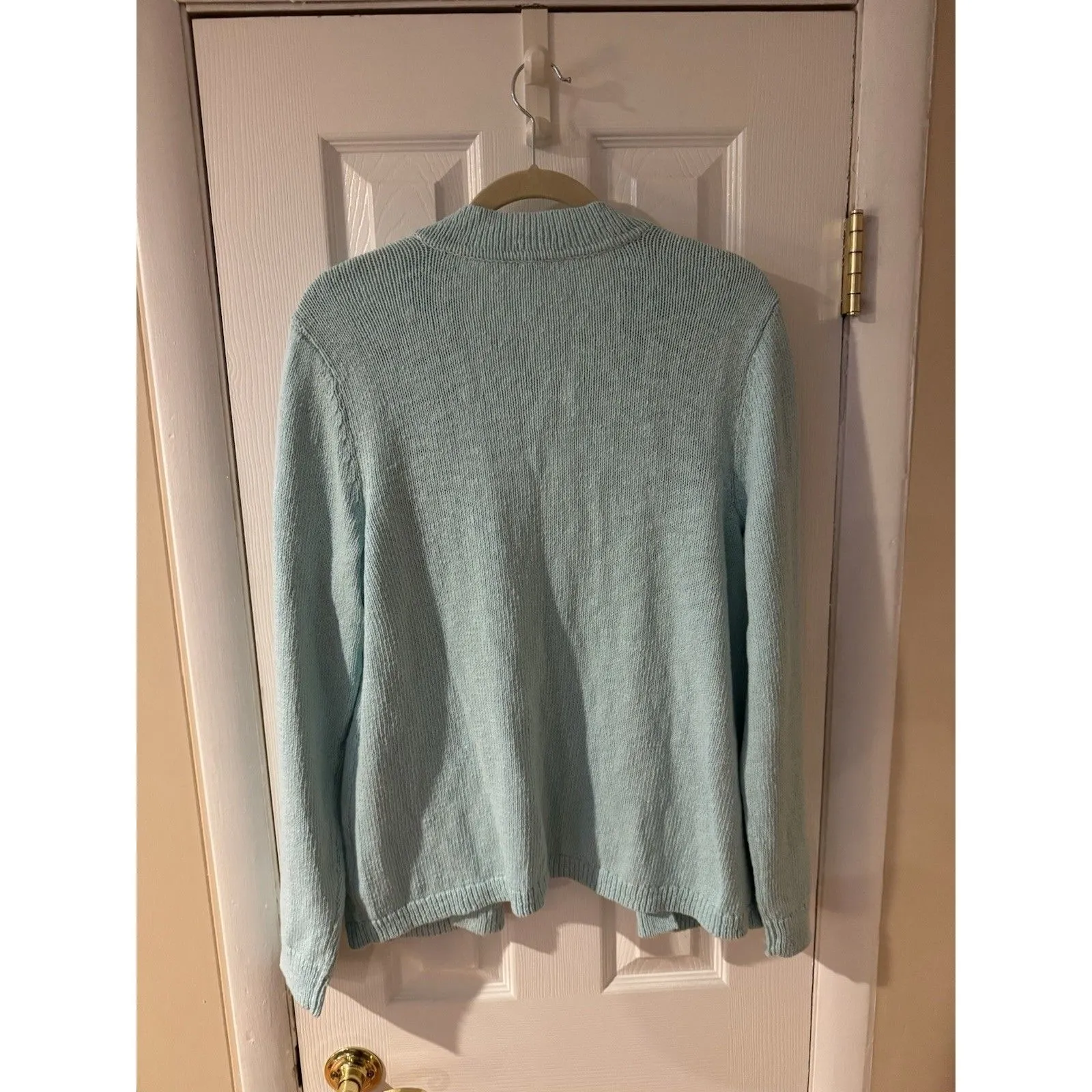 J. Jill Size M Aqua Blue Long Sleeve Cotton Blend Cardigan Lightweight - Image 6