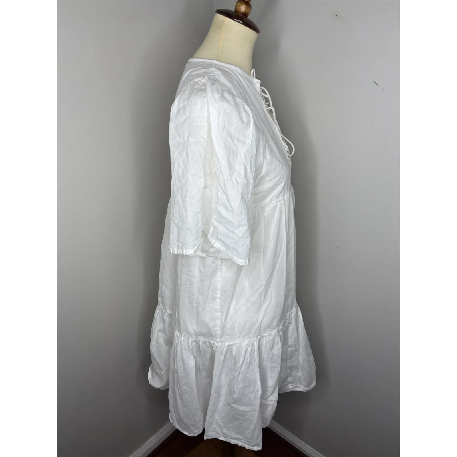 Emerson Fry India Collection Isla Dress in White Organic Cotton XS/S - Image 4
