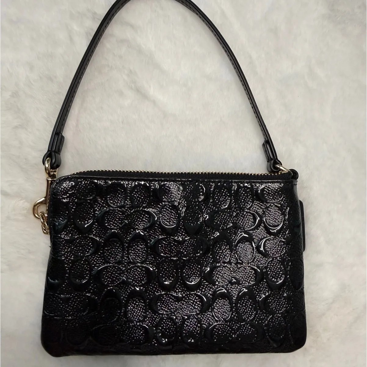 Coach Corner Zipper Black Wristlet - Image 2