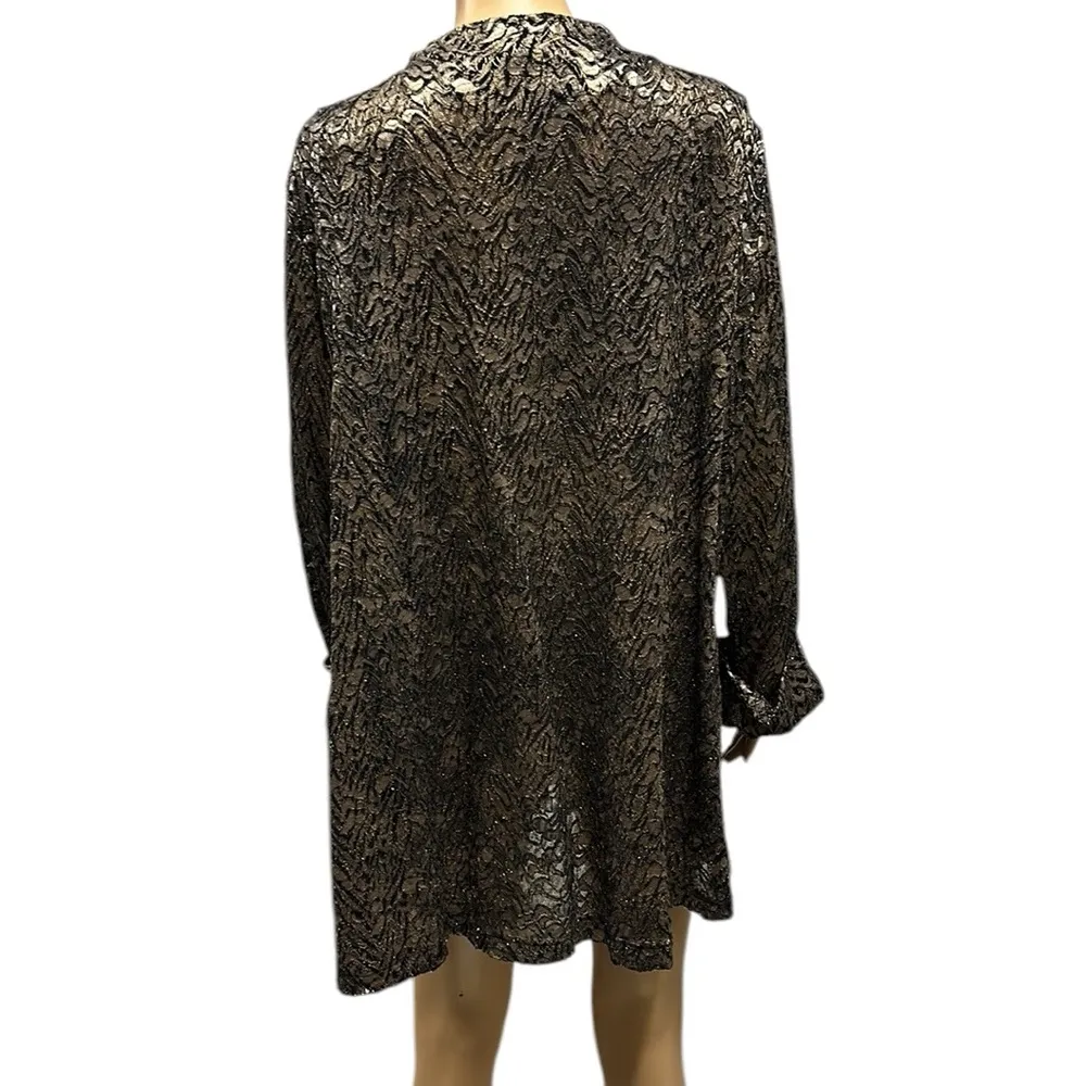 Ali Miles Black Bronze Lace Jacket Coverup One Button Blazer Jacket Womens XL - Image 2