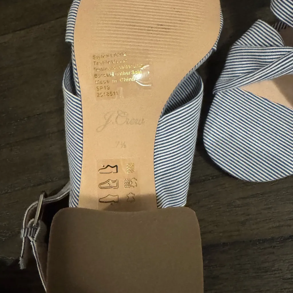 J. Crew Women's seersucker Knotted Sandals - glitter block heel - Image 7