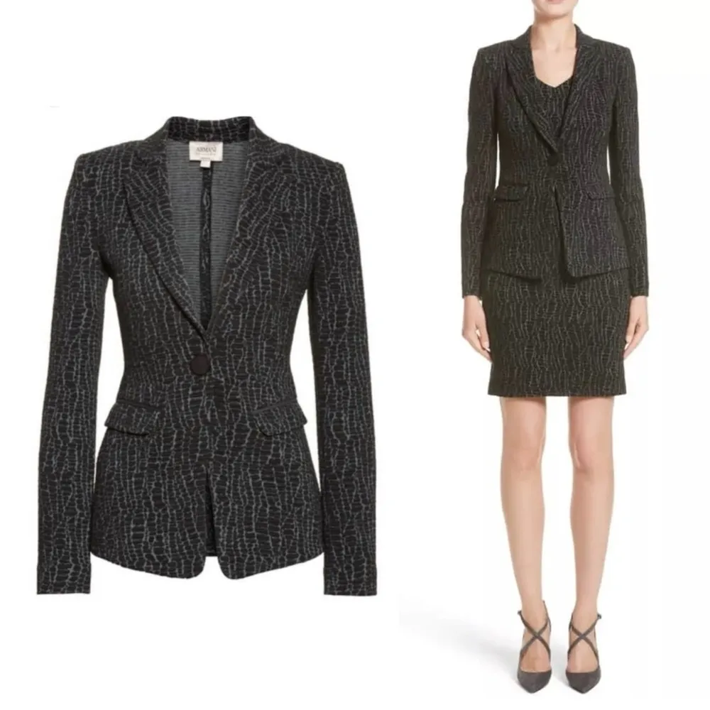 Armani Collezioni Blazer, Black Animal Print Size 8, New w/Tag Retail $1,495 - Image 7