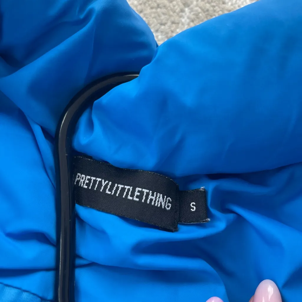 PLT ELECTRIC BLUE STRIPE PRINT BADGED WINTER PUFFER S - Image 6