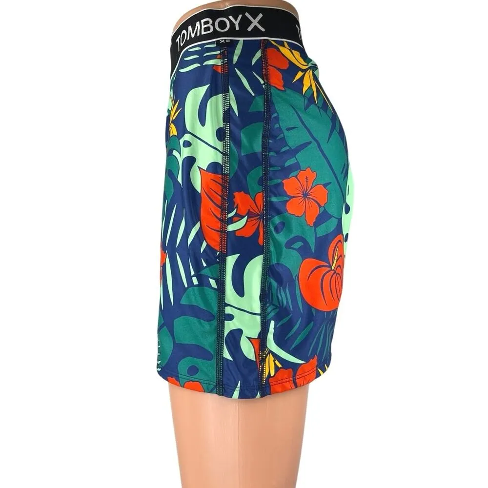 Tomboy X Women's Green Multicolor Tropical Floral Swim Trunks Board Shorts Sz XL - Image 2