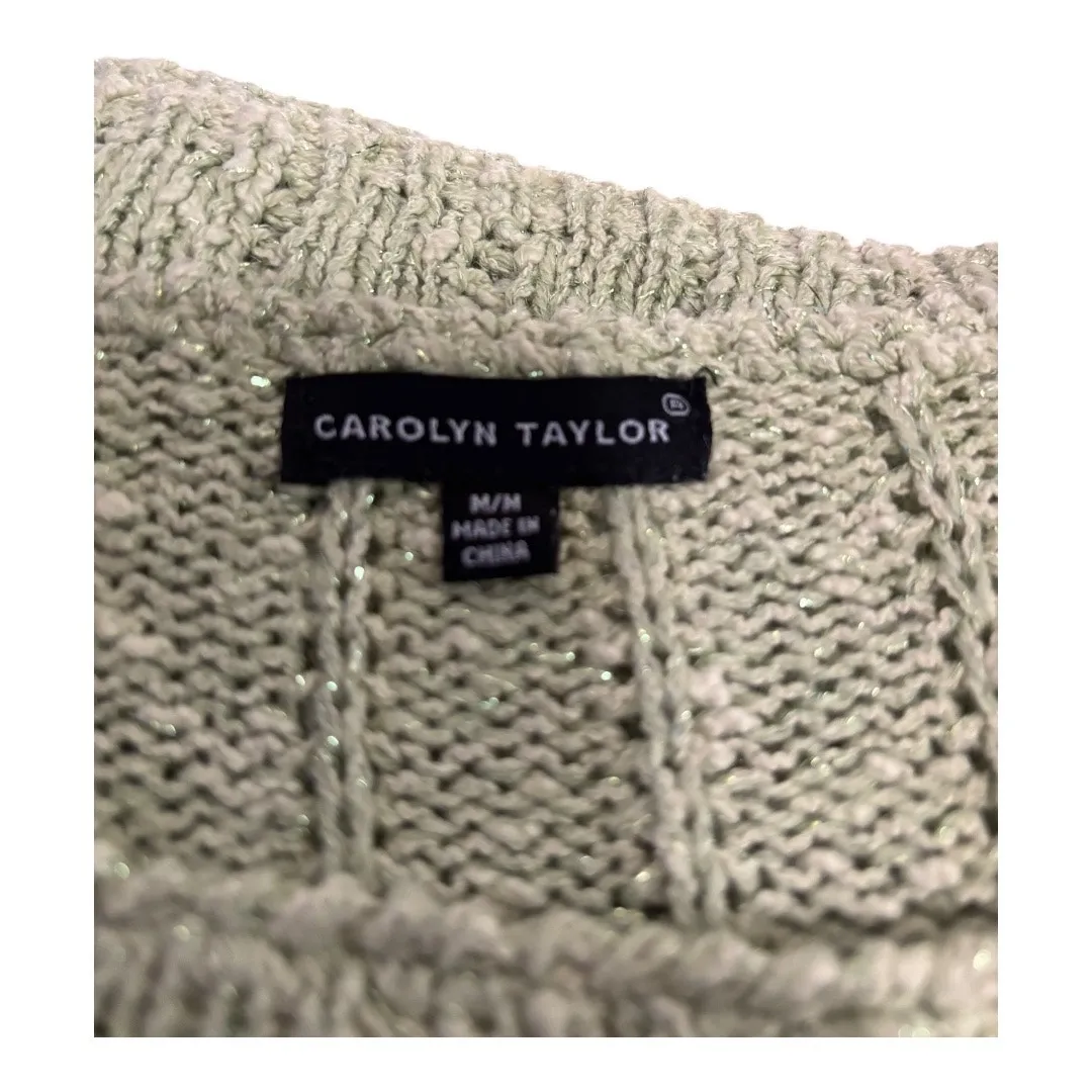 Carolyn Taylor Green Sparkle Sweater Size M - Image 3