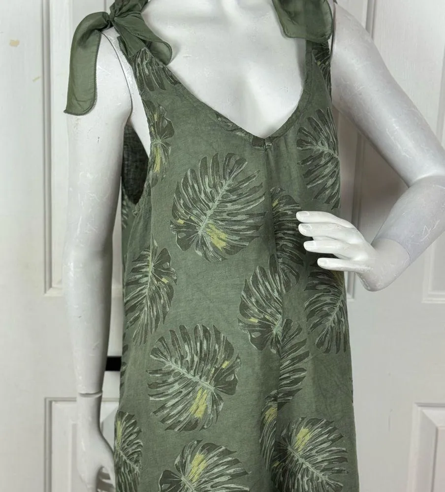 Camille à CO Green Leaf Print Jumpsuit Size CL. C33 - Image 4