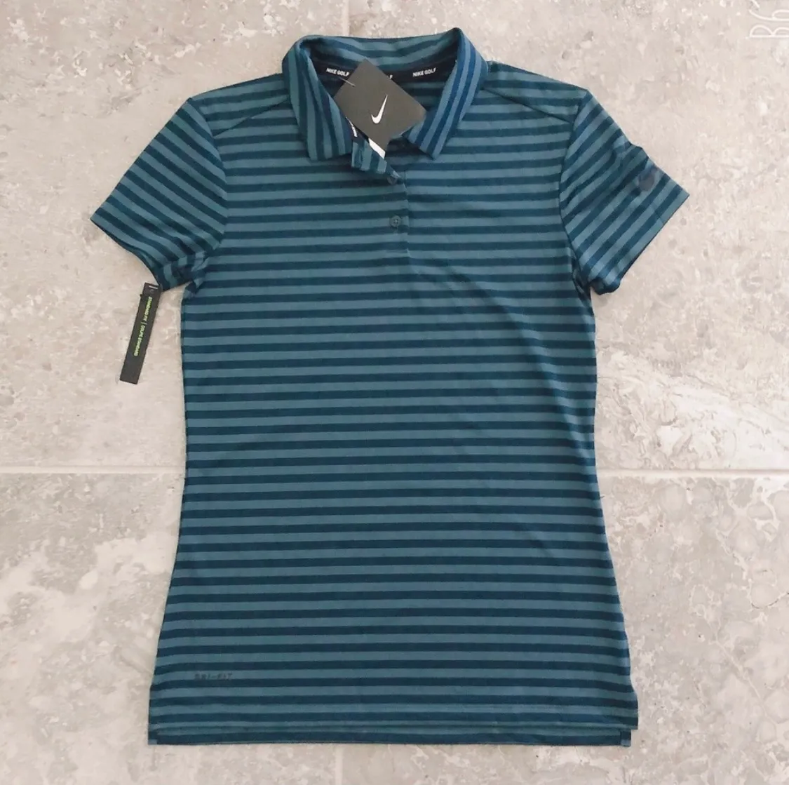 NWT  DRY-FIT STRIPE SHORT SLEEVE GOLF POLO SHIRT, GREEN SIZE XS - Image 3