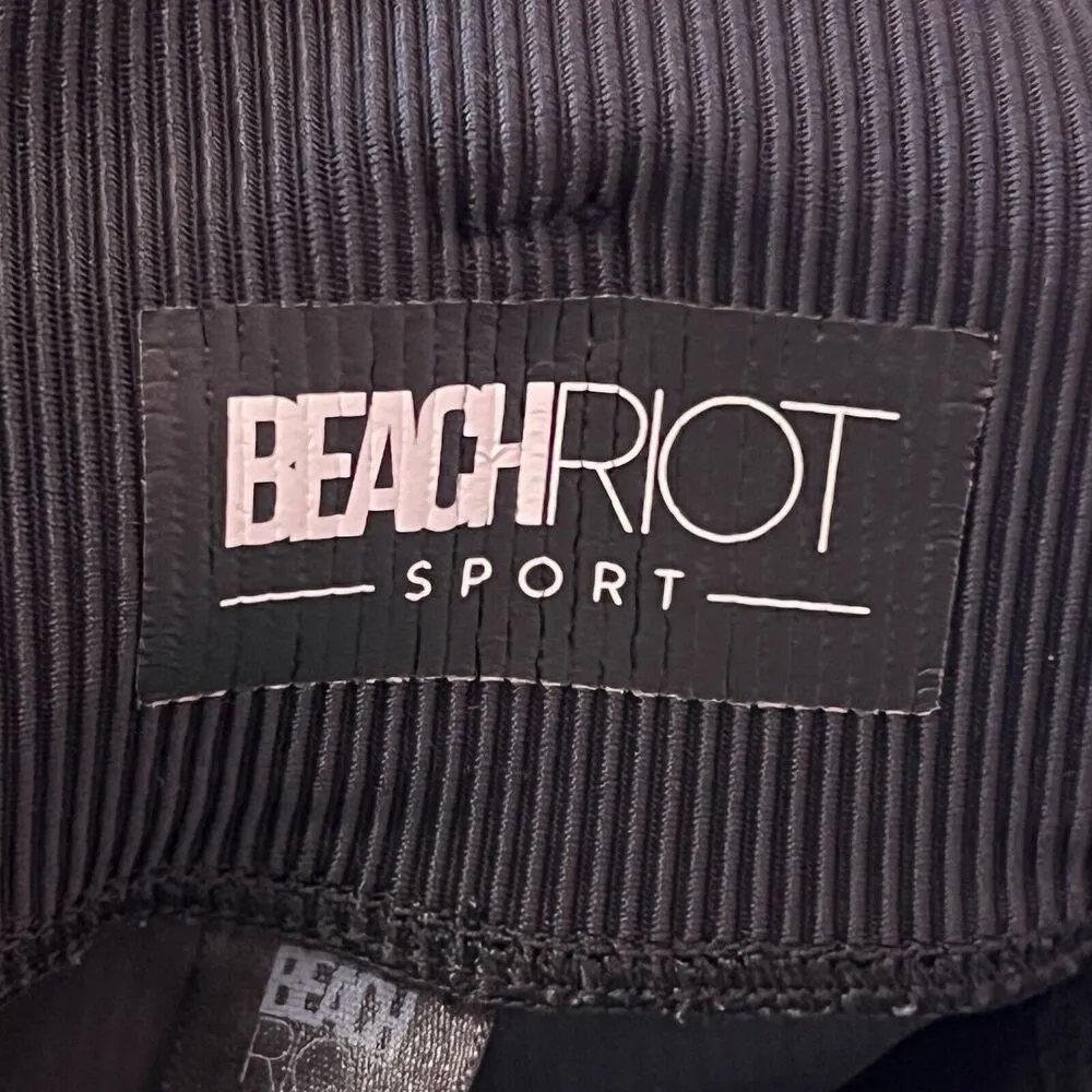 Beach Riot Sport Leggings Size Medium Black Ribbed Belted High Waist Sport Belt - Image 5