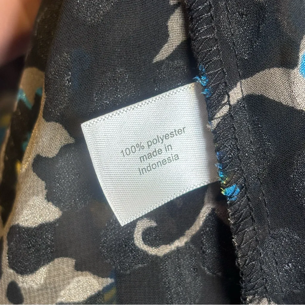 Lane Bryant Floral Ruffle Black Blue Semi Sheer Blouse Size 26 New 4X - Image 8