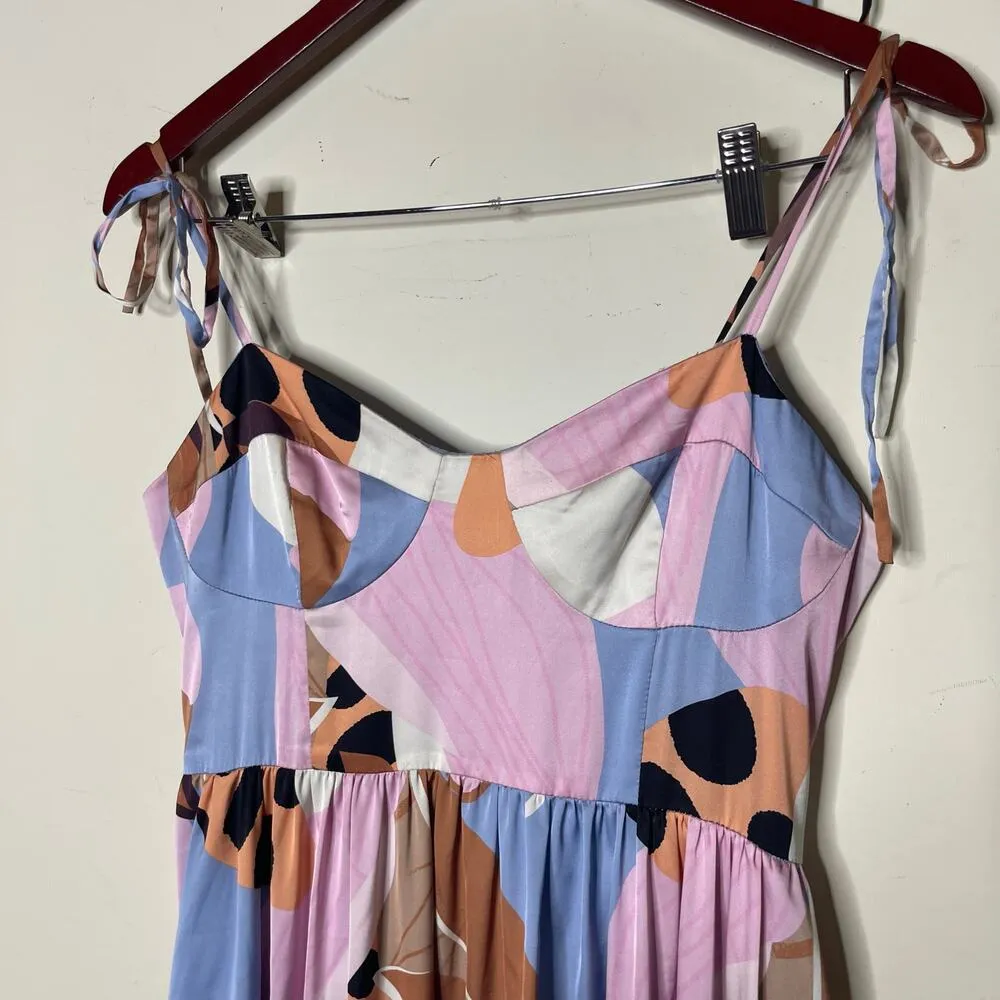 Arielle Maxi Spaghetti Strap Dress in Peri Floral Geo pink blue sz 8 - Image 11