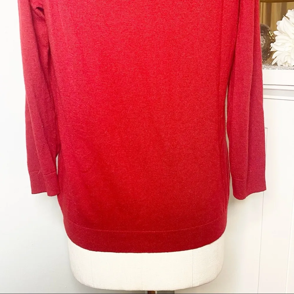 Talbots Red Sequin Lambswool Crew Neck Sweater - Image 8