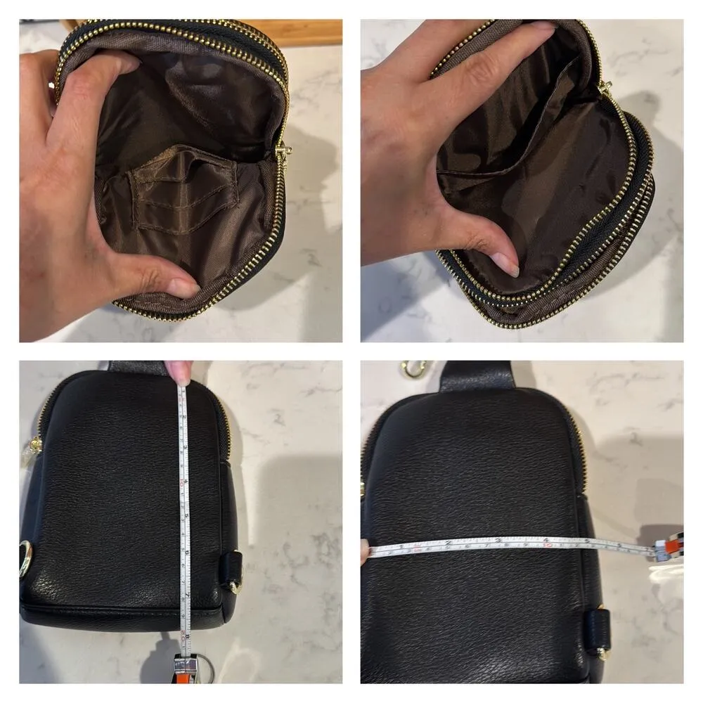 INICAT Crossbody Sling Bags Fanny Packs Leather Chest Bag black minimalist - Image 6