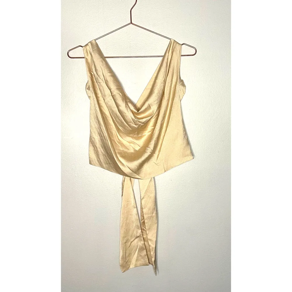 Finders Keepers Gabriella Cami Champagne Color Cross Back Tie Party size Large - Image 4