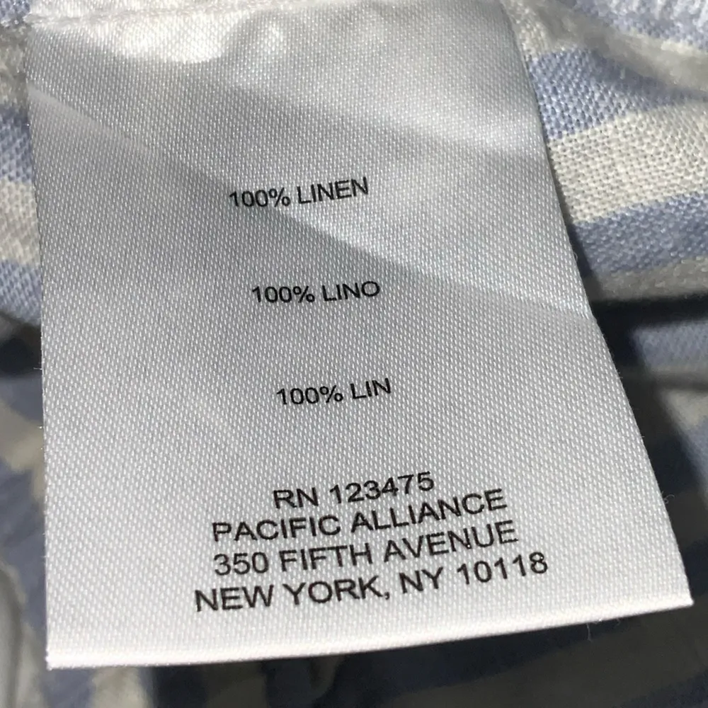 Ellen Tracy Blue~White Striped Linen Pull-On Culottes Wide Leg Pants Pockets L - Image 7