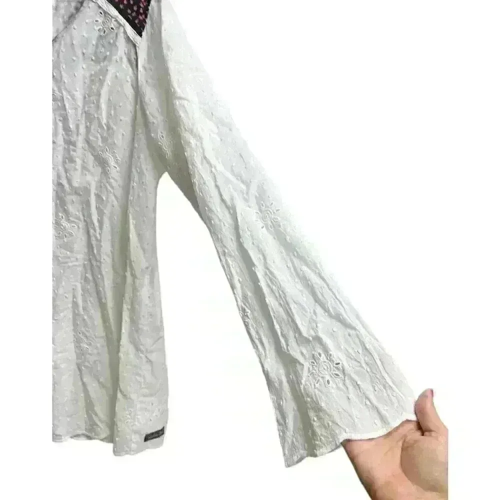 Matilda Jane Eyelet Snow Globe Tunic Top White Floral Cotton XL - Image 4