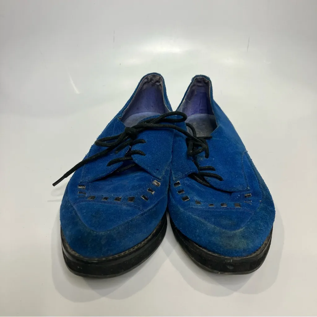 LF JC by Jeffrey Campbell‎ Limited edition blue suede pointed toe lace up shoes - Image 3